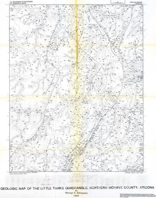 Map : Geologic map of the Little Tanks quadrangle, northern Mohave County, Arizona, 1993 Cartography Wall Art :