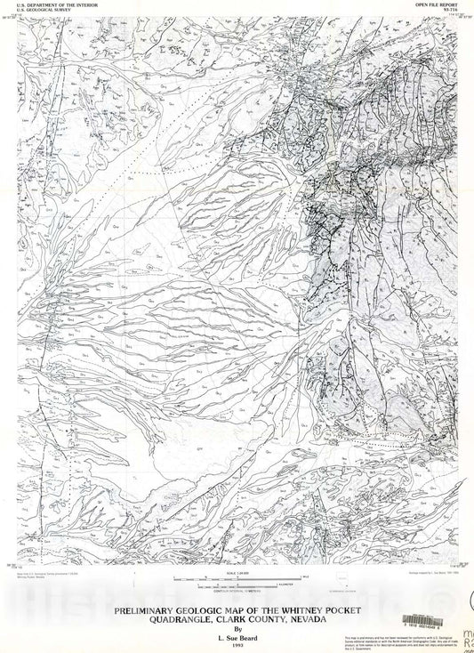Map : Preliminary geologic map of the Whitney Pocket 7.5 minute quadrangle, Clark County, Nevada, 1993 Cartography Wall Art :