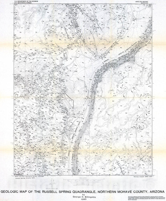 Map : Geologic map of the Russell Spring quadrangle, northern Mohave County, Arizona, 1993 Cartography Wall Art :