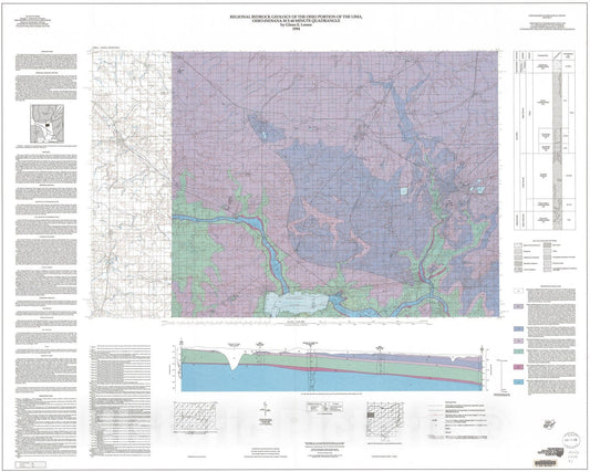 Map : Regional bedrock geology of the Ohio portion of the Lima, Ohio-Indiana thirty x sixty minute quadrangle, 1994 Cartography Wall Art :