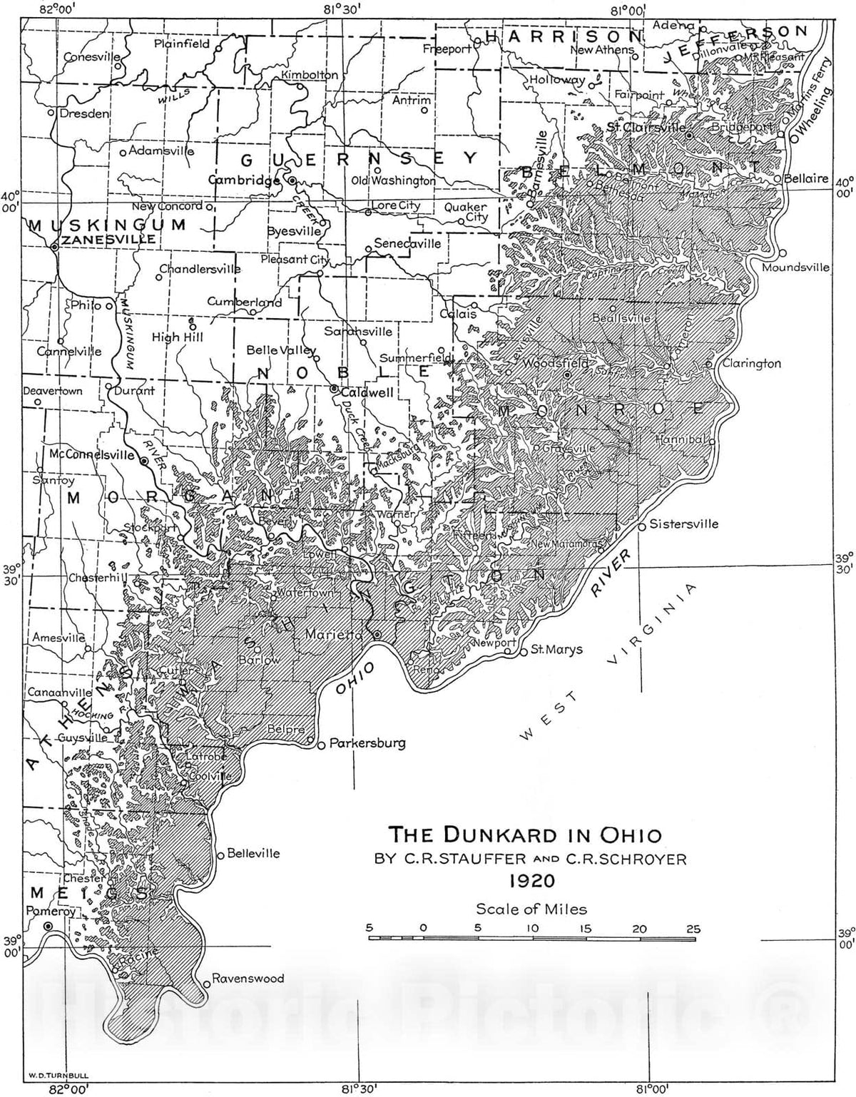 Map : The Dunkard Series in Ohio, 1920 Cartography Wall Art :