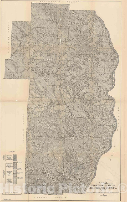 Map : Geology of Jefferson County, 1930 Cartography Wall Art :