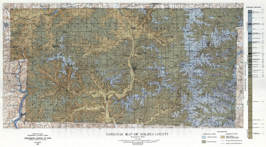 Map : Geology of Holmes County, 1949 Cartography Wall Art :