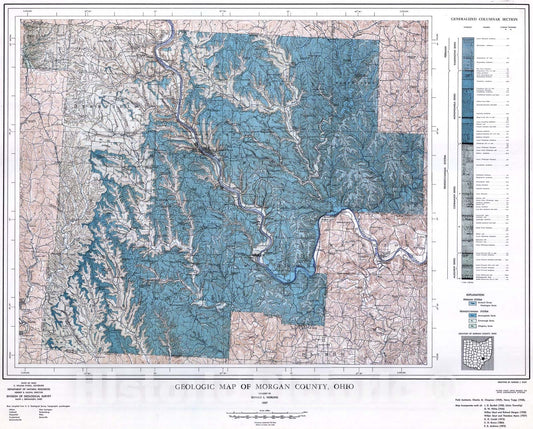 Map : Geology and mineral resources of Morgan County, 1958 Cartography Wall Art :