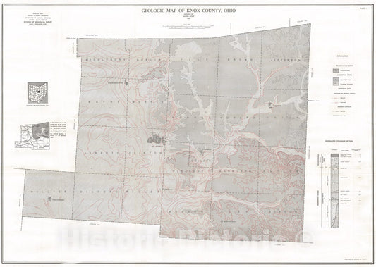 Map : Geology of Knox County, 1961 Cartography Wall Art :