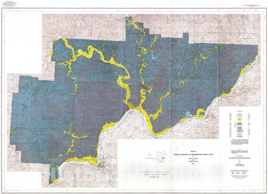 Map : Geology and mineral resources of Washington County, Ohio, 1977 Cartography Wall Art :