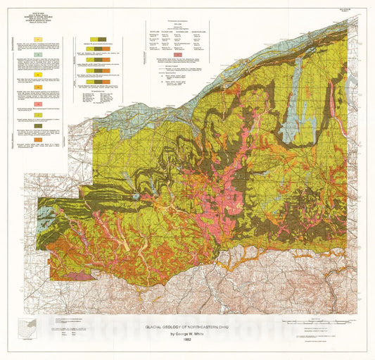 Map : Glacial geology of northeastern Ohio, 1982 Cartography Wall Art :