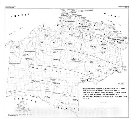 Map : History of exploration in the National Petroleum Reserve in Alaska, with emphasis on the period from 1975 to 1982 [Chapter 2], 1988 Cartography Wall Art :