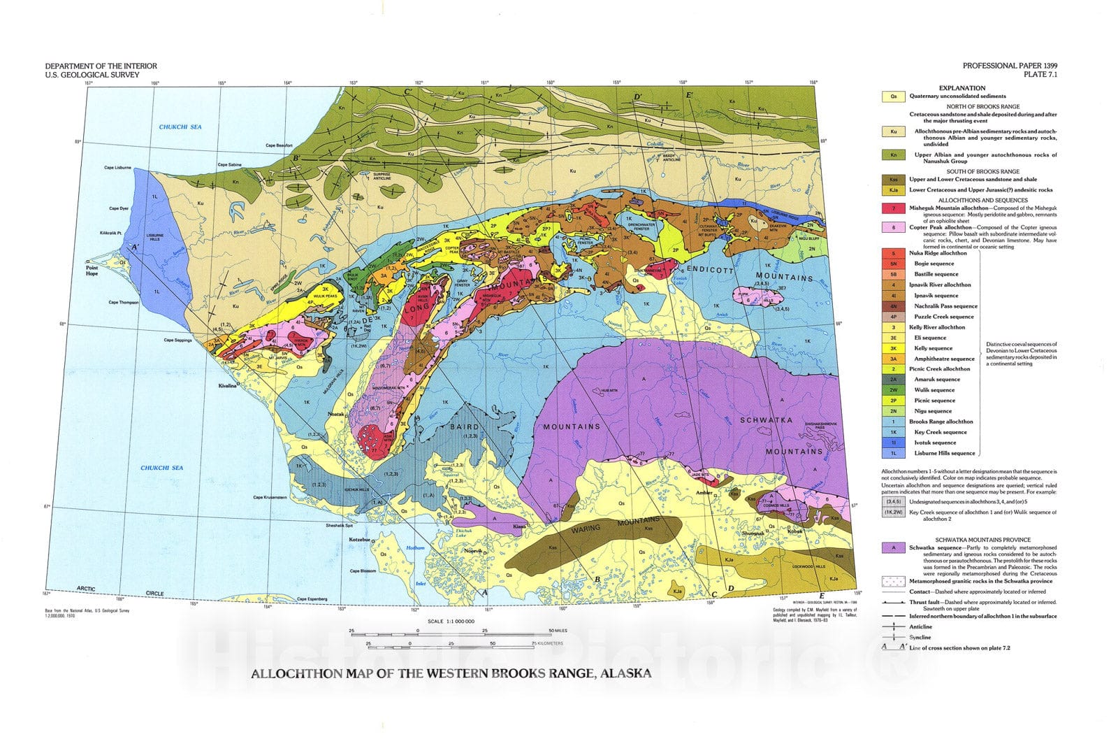 Map : Stratigraphy, structure, and palinspastic synthesis of the western Brooks Range, northwestern Alaska [Chapter 7], 1988 Cartography Wall Art :