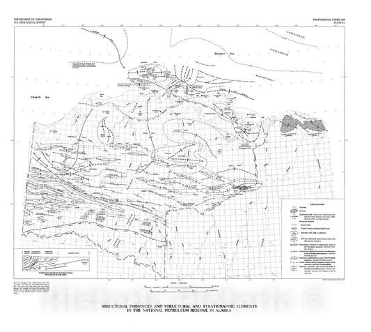 Map : Petroleum potential of representative stratigraphic and structural elements in the National Petroleum Reserve in Alaska [Chapter 9], 1988 Cartography Wall Art :