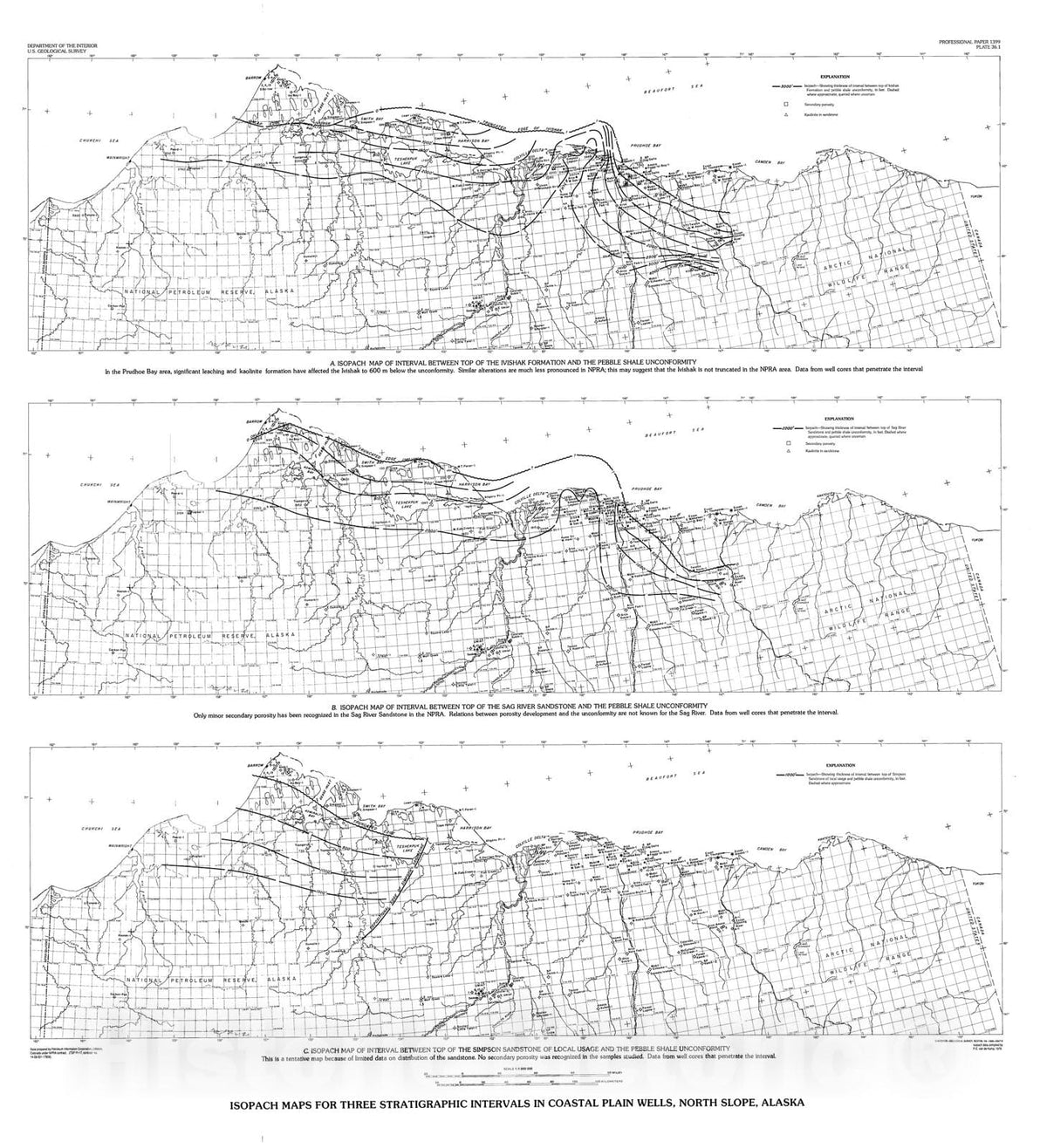 Map : Stratigraphy and diagenetic alteration of Ellesmerian sequence siliciclastic rocks, North Slope, Alaska [Chapter 36], 1988 Cartography Wall Art :