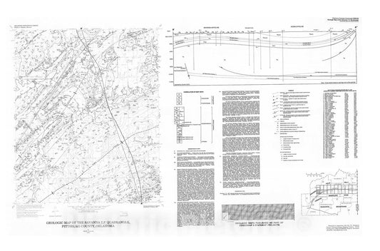 Map : Geologic map of the Savanna 7.5' quadrangle, Pittsburg County, Oklahoma, 1997 Cartography Wall Art :