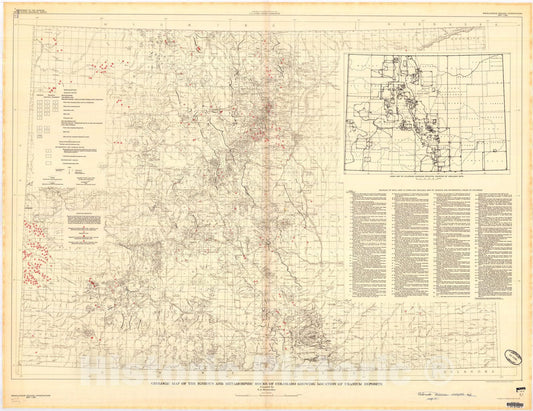 Map : Geologic map of the igneous and metamorphic rocks of Colorado showing location of uranium deposits, 1960 Cartography Wall Art :