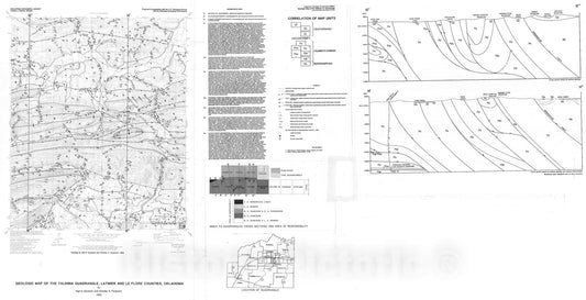 Map : Geologic map of the Talihina quadrangle, Latimer and Le Flore Counties, Oklahoma, 1990 Cartography Wall Art :