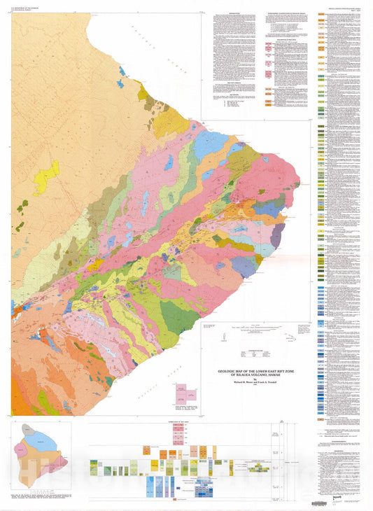 Map : Geologic map of the lower east rift zone of Kilauea Volcano, Hawaii, 1991 Cartography Wall Art :