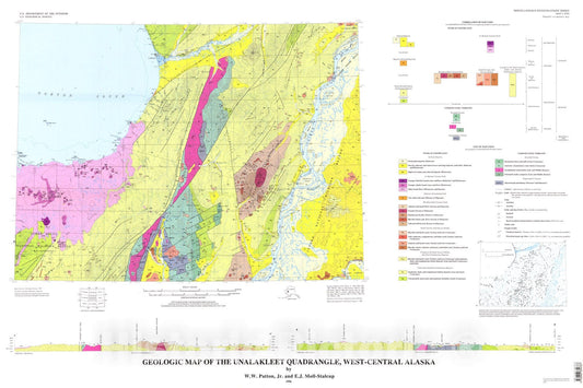 Map : Geologic map of the Unalakleet quadrangle, west-central Alaska, 1996 Cartography Wall Art :