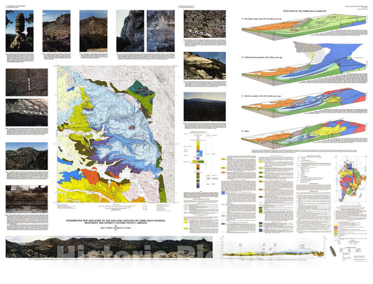 Map : Interpretive map and guide to the volcanic geology of Chiricahua National Monument and vicinity, Cochise County, Arizona, 1997 Cartography Wall Art :