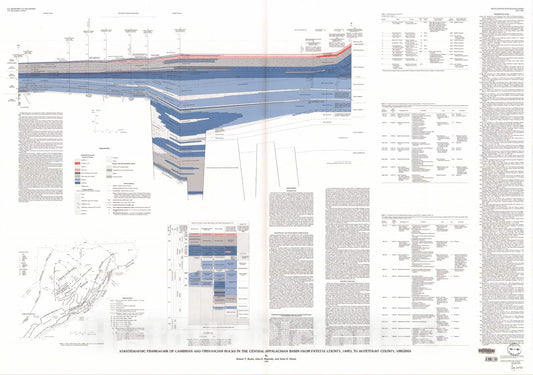 Map : Stratigraphic framework of Cambrian and Ordovician rocks in the central Appalachian basin from Fayette County, Ohio, to Botetourt County, Virginia, 1996 Cartography Wall Art :