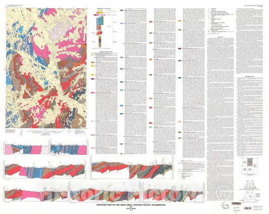 Map : Geologic map of the Addy area, Stevens County, Washington, 1996 Cartography Wall Art :