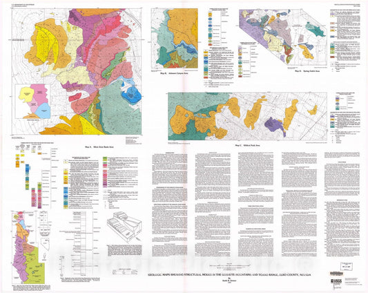 Map : Geologic maps showing structural modes in the Goshute Mountains and Toano Range, Elko County, Nevada, 1997 Cartography Wall Art :