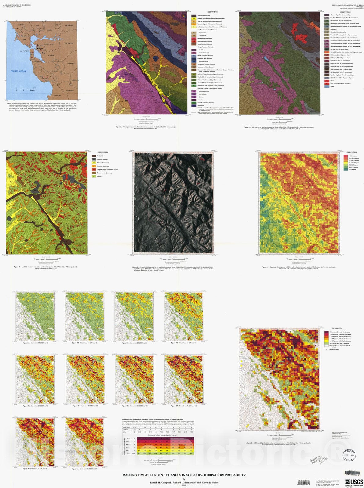 Map : Mapping time-dependent changes in soil-slip-debris-flow probability, 1998 Cartography Wall Art :