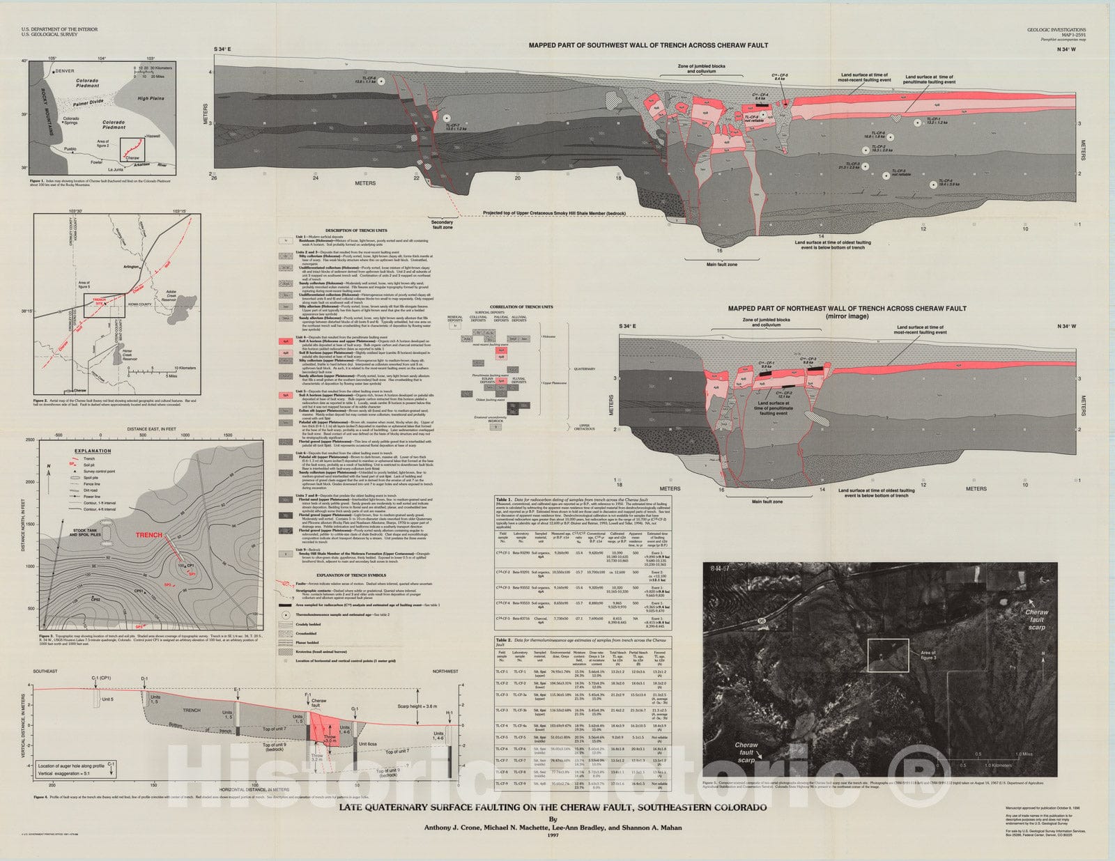 Map : Late Quaternary surface faulting on the Cheraw fault, southeastern Colorado, 1997 Cartography Wall Art :