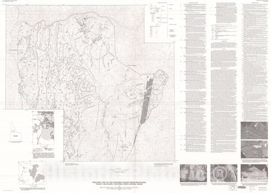 Map : Geologic map of the western Salmon River Mountains, Valley and Idaho Counties, west-central Idaho, 1997 Cartography Wall Art :