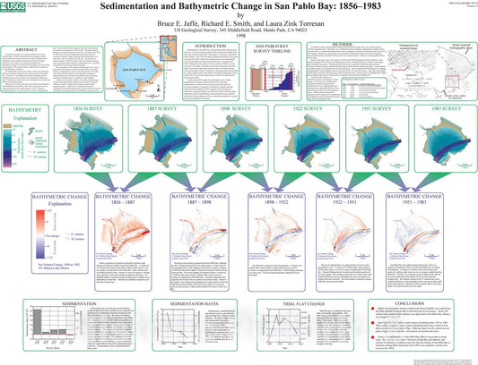 Map : Sedimentation and bathymetric change in San Pablo Bay: 1856-1983, 1998 Cartography Wall Art :