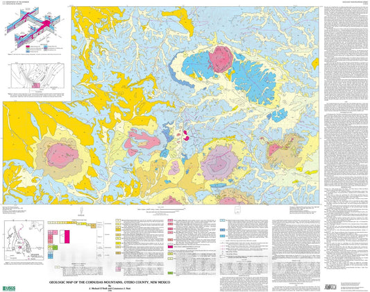 Map : Geologic map of the Cornudas Mountains, Otero County, New Mexico, 1998 Cartography Wall Art :