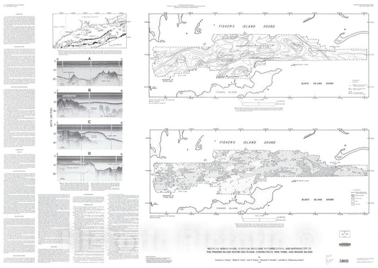 Map : Surficial geologic interpretation, and bathymetry of the Fishers Island Sound sea floor off Connecticut, New York, and Rhode Island, 1998 Cartography Wall Art :