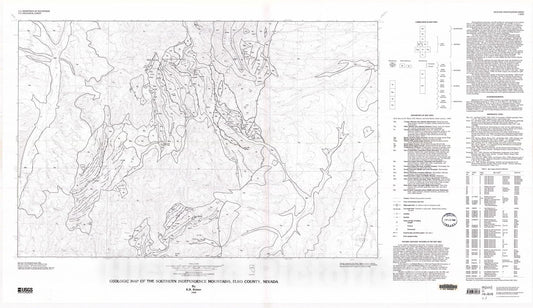 Map : Geologic map of the southern Independence Mountains, Elko County, Nevada, 1998 Cartography Wall Art :