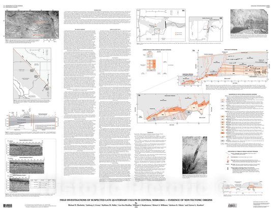 Map : Field investigation of suspected Late Quaternary faults in central Nebraska - evidence of non-tectonic origins [Ord escarpment area], 1998 Cartography Wall Art :