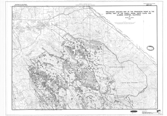 Map : Preliminary geologic map of the Franciscan rocks in the central part of the Diablo Range, Santa Clara and Alameda Counties, California, 1972 Cartography Wall Art :
