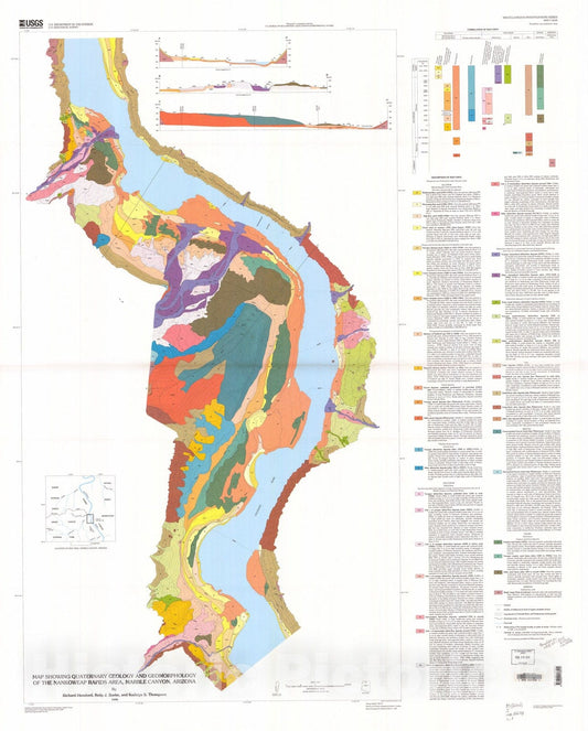 Map : Quaternary geology and geomorphology of the Nankoweap Rapids area, Marble Canyon, Arizona, 1998 Cartography Wall Art :