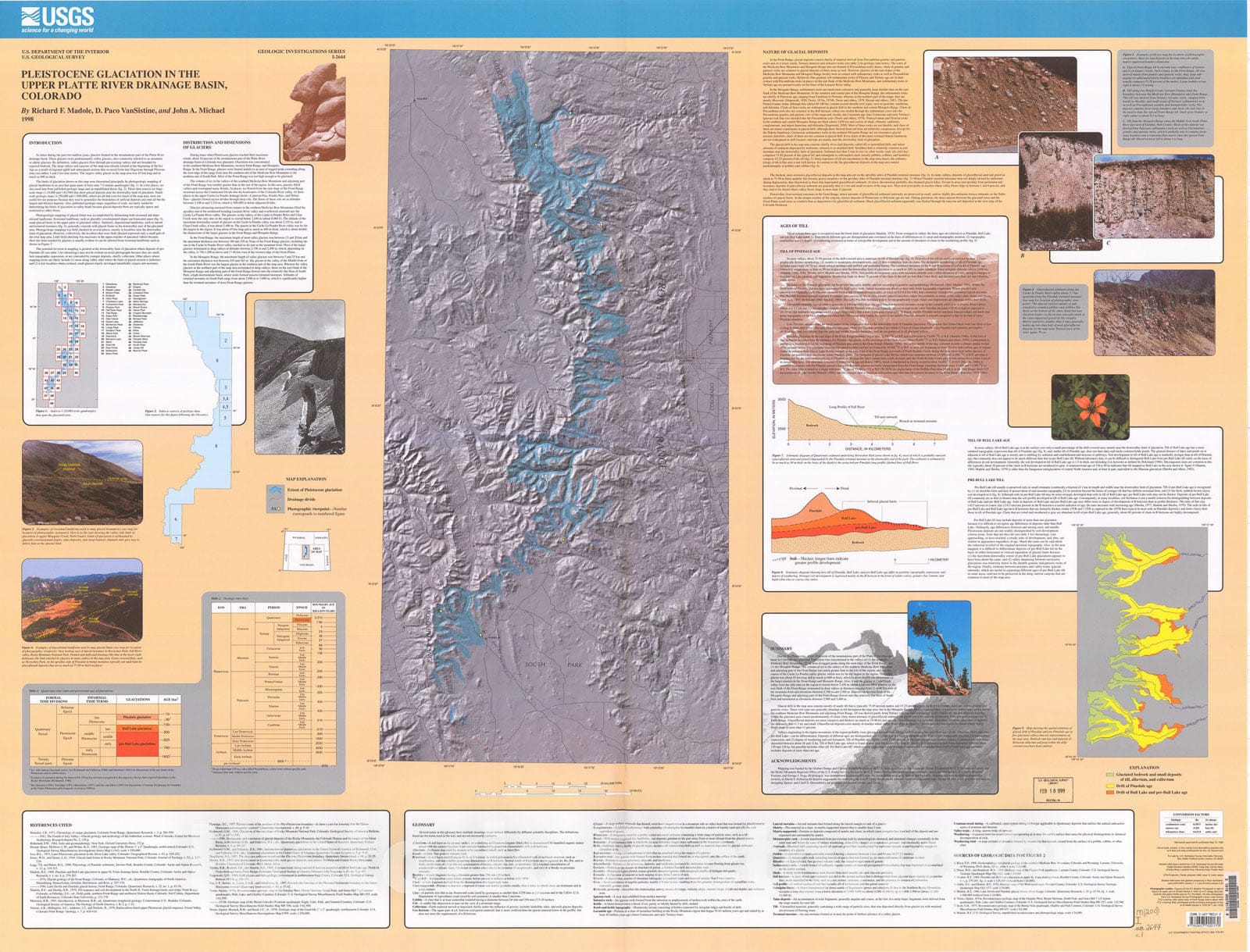 Map : Pleistocene glaciation in the upper Platte River drainage basin, Colorado, 1998 Cartography Wall Art :