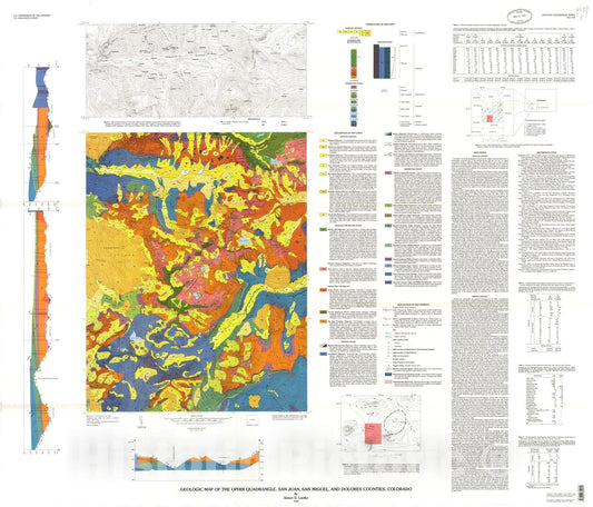 Map : Geologic map of the Ophir quadrangle, San Juan, San Miguel, and Dolores Counties, Colorado, 1996 Cartography Wall Art :
