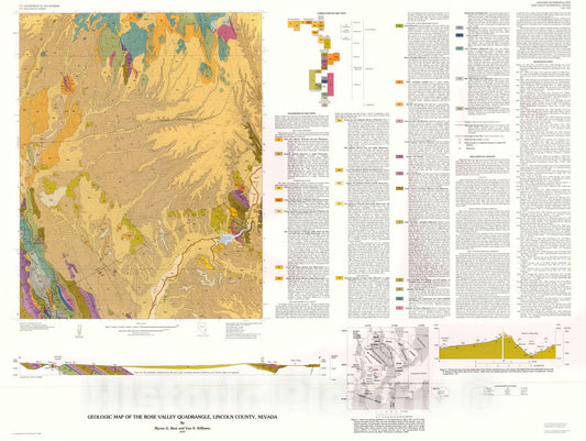 Map : Geologic map of the Rose Valley quadrangle, Lincoln County, Nevada, 1997 Cartography Wall Art :