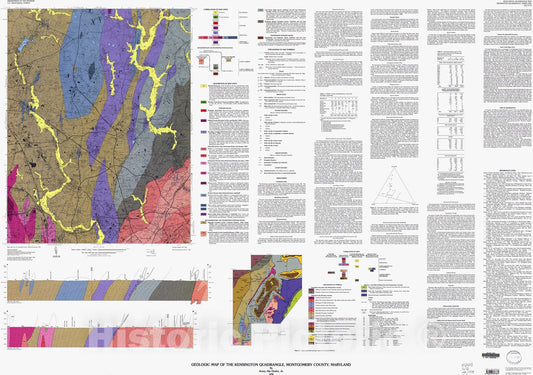 Map : Geologic map of the Kensington quadrangle, Montgomery County, Maryland, 1998 Cartography Wall Art :