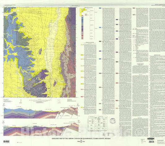 Map : Geologic map of the Arrow Canyon NW quadrangle, Clark County, Nevada, 1998 Cartography Wall Art :