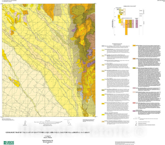 Map : Geologic map of the East of Grotto Hills quadrangle, California: a digital database, 1999 Cartography Wall Art :