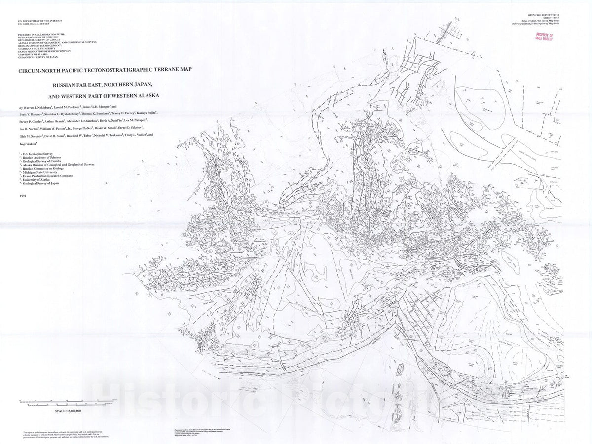 Map : Circum-north Pacific tectono-stratigraphic terrane map, 1994 Cartography Wall Art :