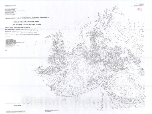 Map : Circum-north Pacific tectono-stratigraphic terrane map, 1994 Cartography Wall Art :