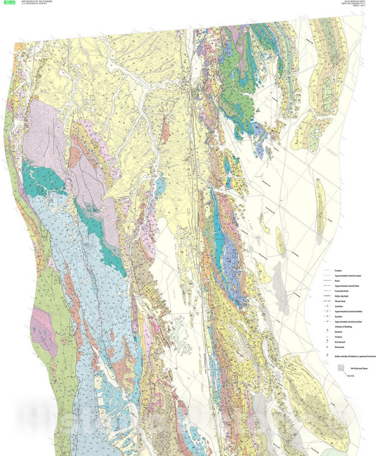 Map : Regional geologic map of San Andreas and related faults in Carrizo Plain, Temblor, Caliente and La Panza Ranges and vicinity, Cali, 1999 Cartography Wall Art :