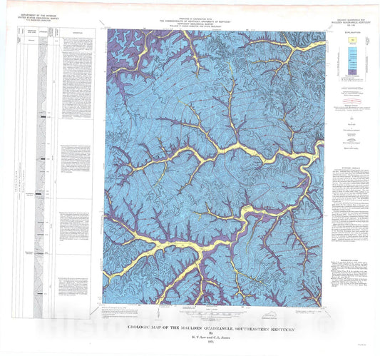 Map : Geologic map of the Maulden quadrangle, southeastern Kentucky, 1974 Cartography Wall Art :