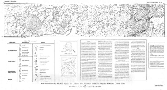 Map : Photo-interpretation map of surficial deposits and land forms of the Nogahabara Sand Dunes and part of the Koyukuk Lowland, Alaska, 1984 Cartography Wall Art :