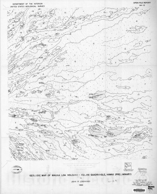 Map : Geologic map of Mauna Loa Volcano - Kulani quadrangle, Hawaii (preliminary), 1984 Cartography Wall Art :