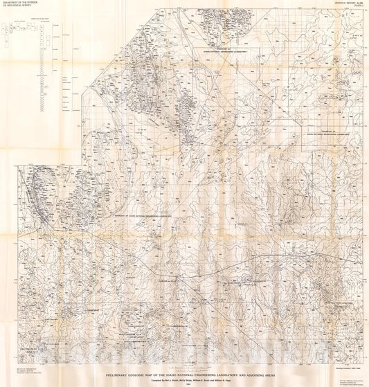 Map : Preliminary geologic map of the Idaho National Engineering Laboratory and adjoining areas, Idaho, 1984 Cartography Wall Art :