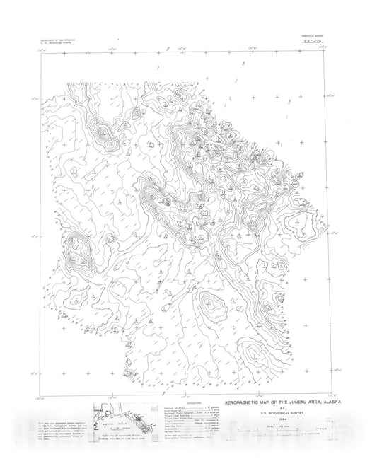 Map : Aeromagnetic map of the Juneau area, Alaska, 1984 Cartography Wall Art :