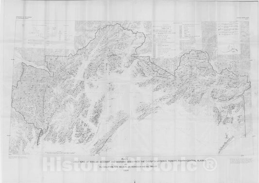 Map : Data report and statistical summary for samples of moraine and stream sediment, nonmagnetic heavy-mineral concentrate, and rock fr, 1984 Cartography Wall Art :