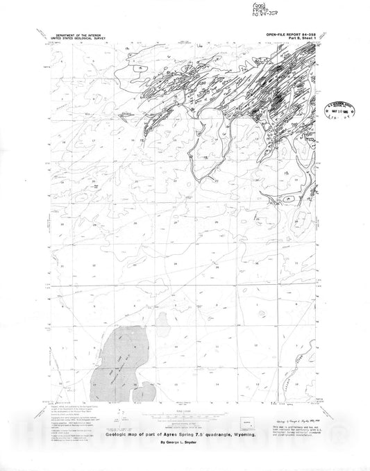 Map : Preliminary geologic map of the central Laramie Mountains, Albany and Platte Counties, Wyoming [Ayres Spring, Dodge Ranch, Bull Ca, 1984 Cartography Wall Art :